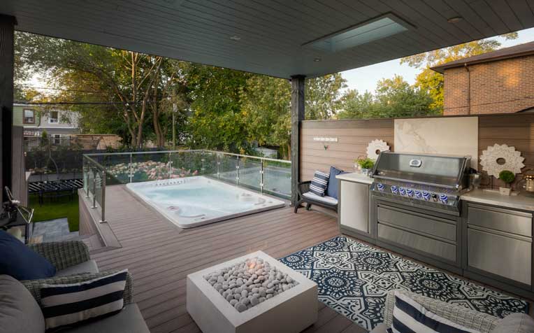 deck with swim spa in East york beeches