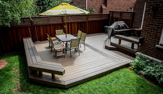 Two-level composite deck with functional layout for a typical Oakville home